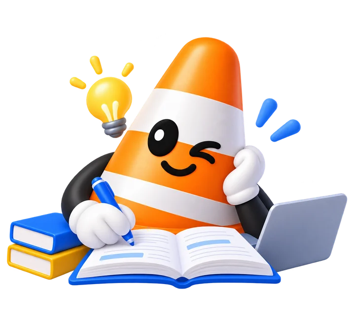 La mascotte Drively étudie avec un livre